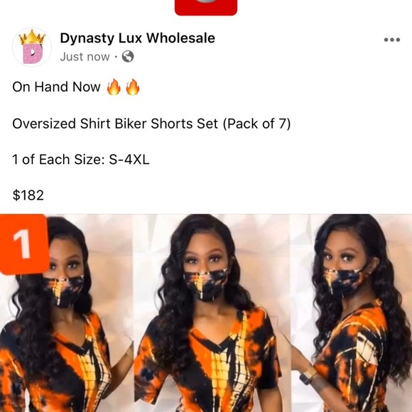 Oversized Shirt & Biker Shorts/Mask Set(Pack of 7) - Picture 2 of 2